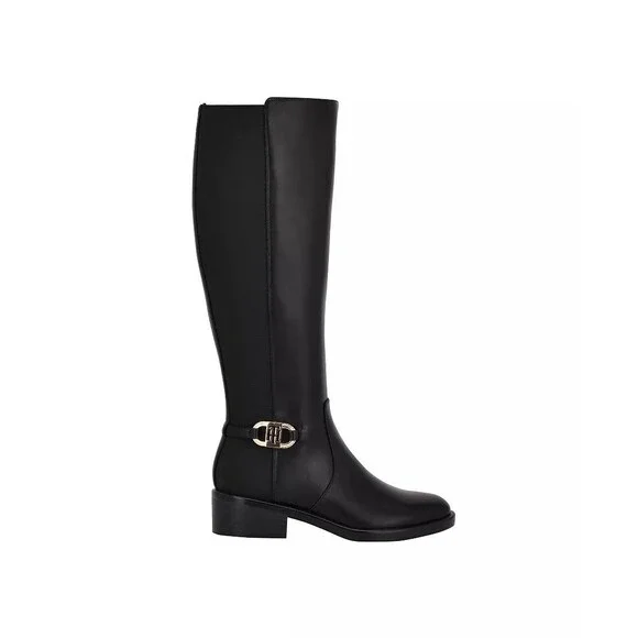 Tommy Hilfiger Imizza Boots 7.5M Black Faux Leather Knee‑High NIB msrp$159 - Picture 2 of 15